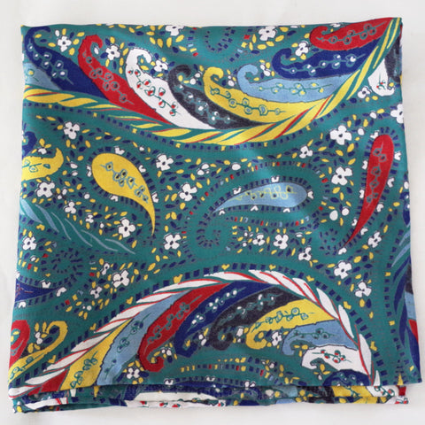 Blooming Green Paisley and Floral Rayon Pocket by Put This On